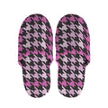 Pink Houndstooth Pattern Print Slippers