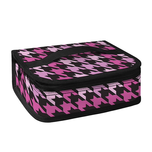 Pink Houndstooth Pattern Print Small Lunch Bag