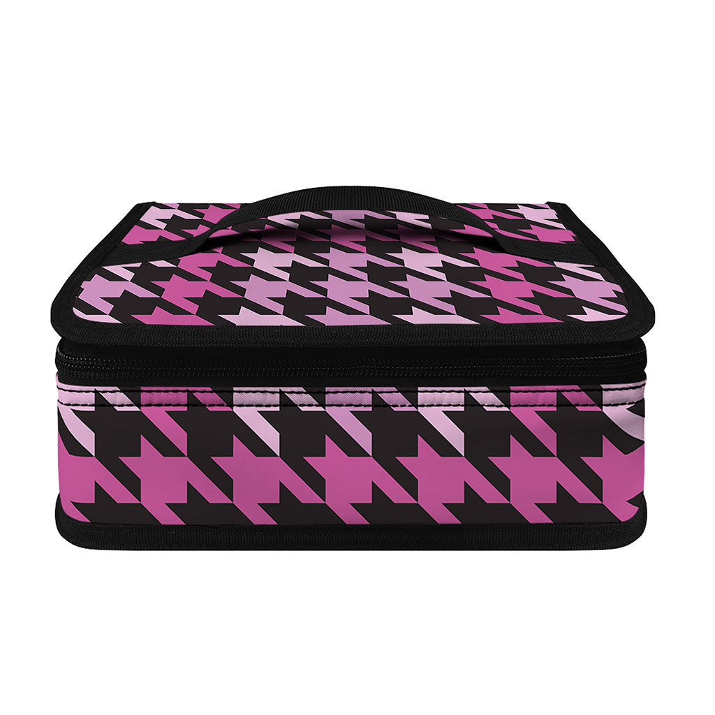 Pink Houndstooth Pattern Print Small Lunch Bag