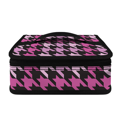 Pink Houndstooth Pattern Print Small Lunch Bag