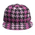 Pink Houndstooth Pattern Print Snapback Cap