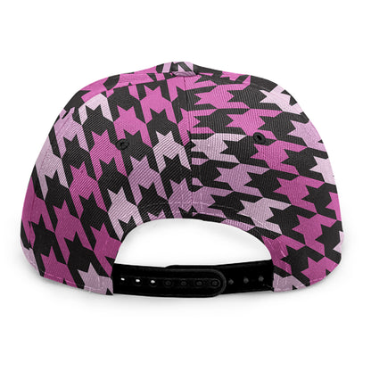 Pink Houndstooth Pattern Print Snapback Cap