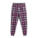 Pink Houndstooth Pattern Print Sweatpants