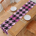 Pink Houndstooth Pattern Print Table Runner