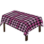 Pink Houndstooth Pattern Print Tablecloth