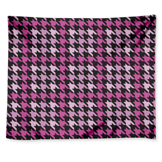 Pink Houndstooth Pattern Print Tapestry