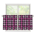 Pink Houndstooth Pattern Print Tier Curtains