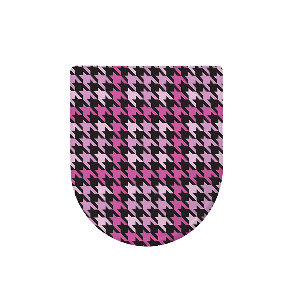 Pink Houndstooth Pattern Print Toilet Lid Cover
