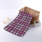 Pink Houndstooth Pattern Print Towel