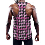 Pink Houndstooth Pattern Print Training Tank Top