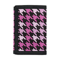 Pink Houndstooth Pattern Print Trifold Wallet