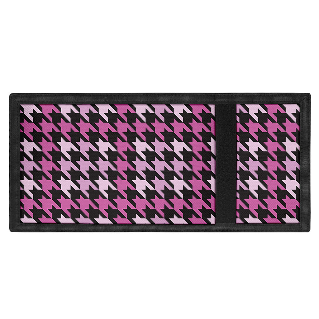 Pink Houndstooth Pattern Print Trifold Wallet