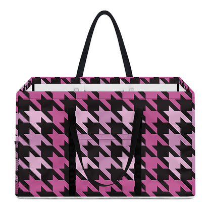 Pink Houndstooth Pattern Print Utility Tote Bag
