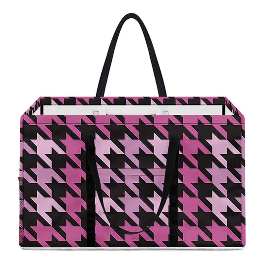 Pink Houndstooth Pattern Print Utility Tote Bag
