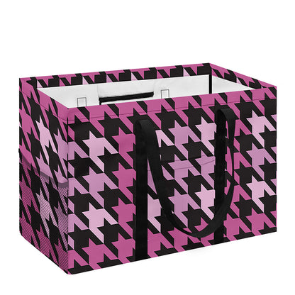 Pink Houndstooth Pattern Print Utility Tote Bag