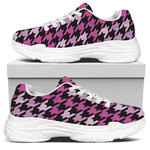 Pink Houndstooth Pattern Print White Chunky Shoes