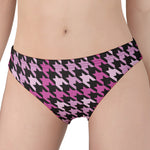 Pink Houndstooth Pattern Print Women's Panties