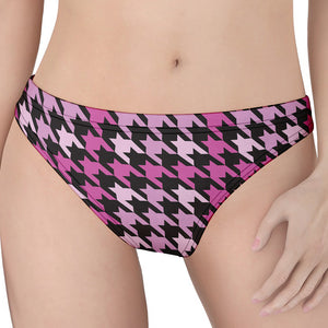 Pink Houndstooth Pattern Print Women's Thong