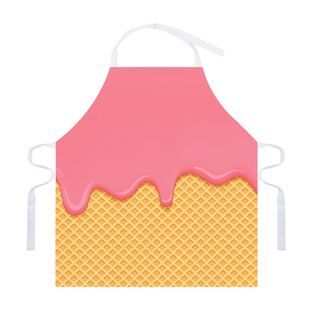 Pink Ice Cream Melted Print Adjustable Apron