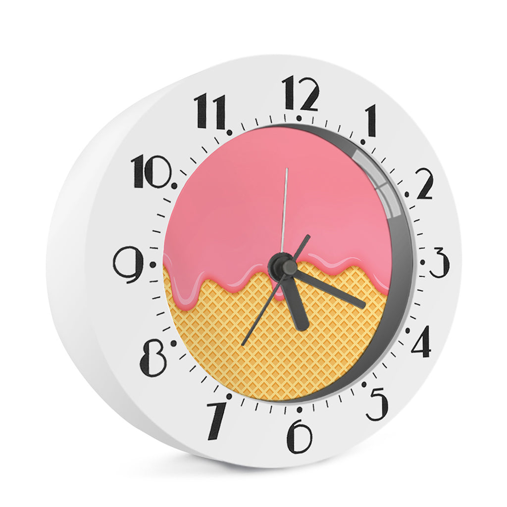 Pink Ice Cream Melted Print Alarm Clock