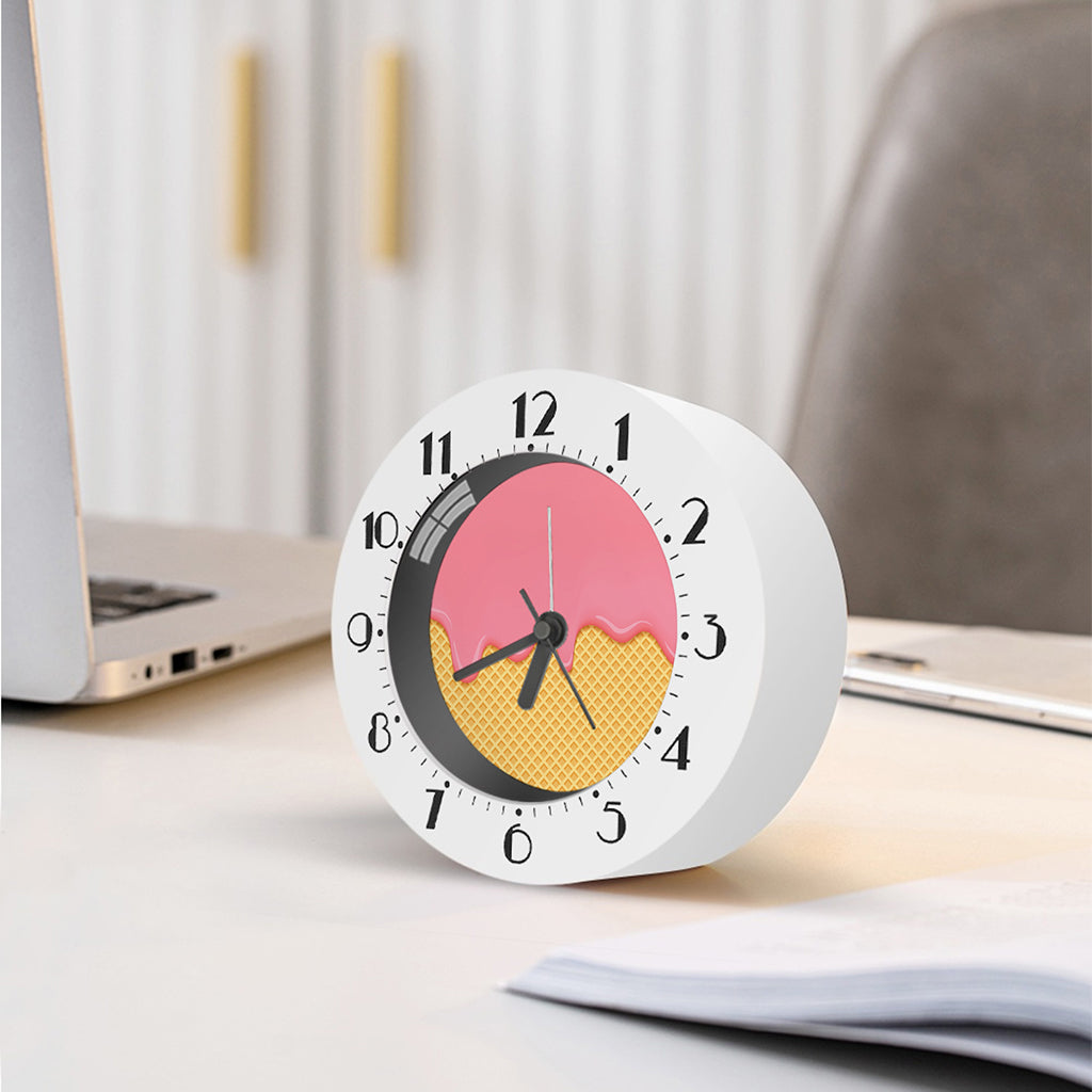 Pink Ice Cream Melted Print Alarm Clock