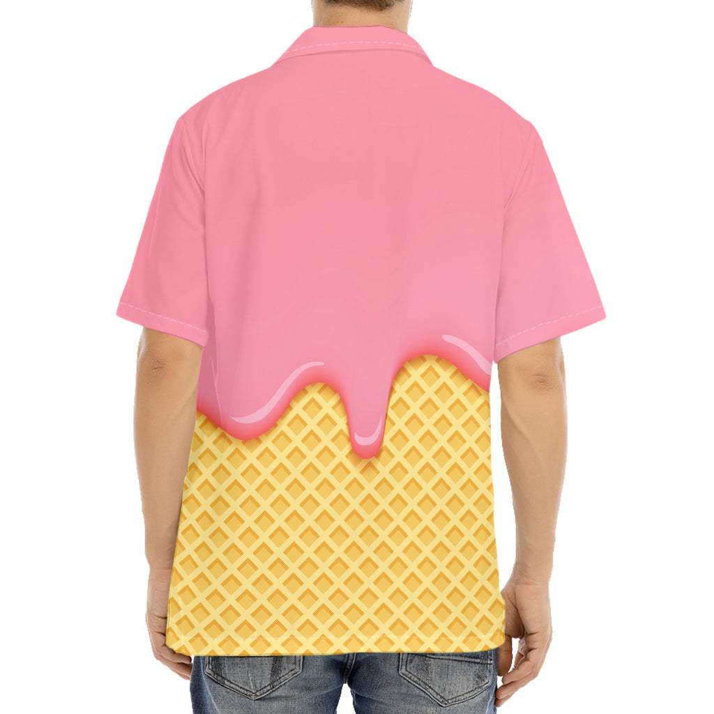 Pink Ice Cream Melted Print Aloha Shirt