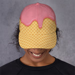 Pink Ice Cream Melted Print Baseball Cap
