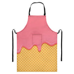 Pink Ice Cream Melted Print Bib Apron With Pocket