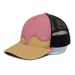 Pink Ice Cream Melted Print Black Mesh Trucker Cap