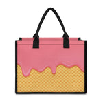 Pink Ice Cream Melted Print Canvas Tote Bag