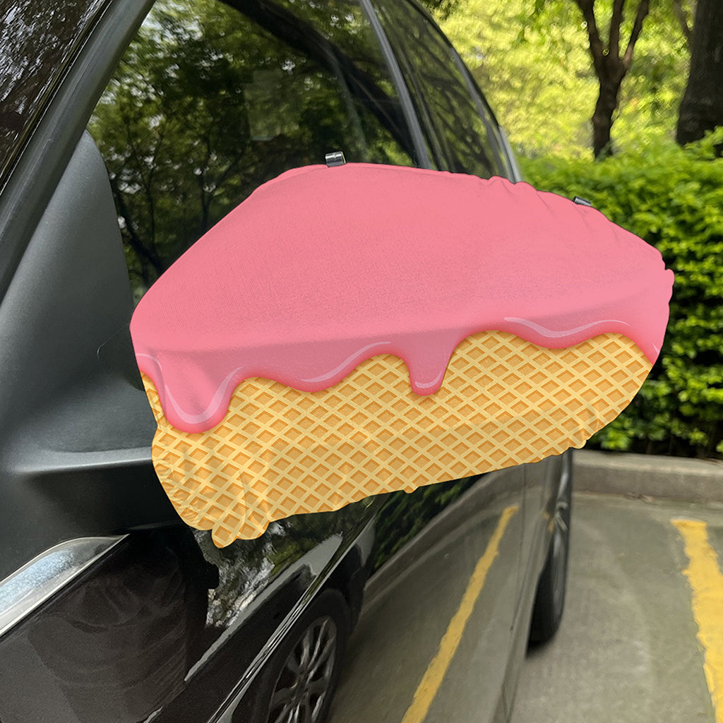 Pink Ice Cream Melted Print Car Side Mirror Covers