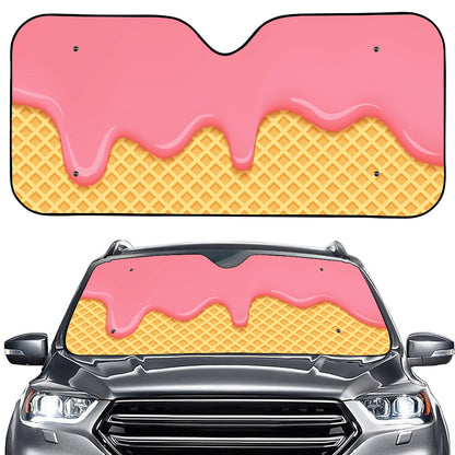 Pink Ice Cream Melted Print Car Windshield Sun Shade