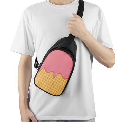 Pink Ice Cream Melted Print Chest Bag