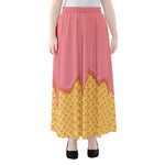 Pink Ice Cream Melted Print Chiffon Maxi Skirt