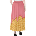 Pink Ice Cream Melted Print Chiffon Maxi Skirt