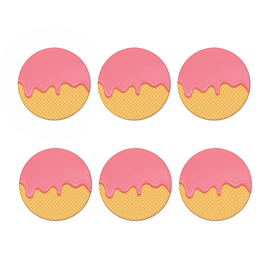 Pink Ice Cream Melted Print Coaster Set