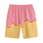 Pink Ice Cream Melted Print Cotton Shorts