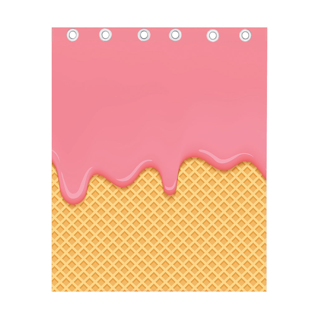 Pink Ice Cream Melted Print Curtain