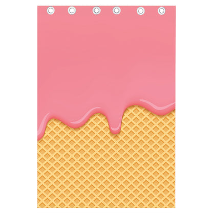 Pink Ice Cream Melted Print Curtain