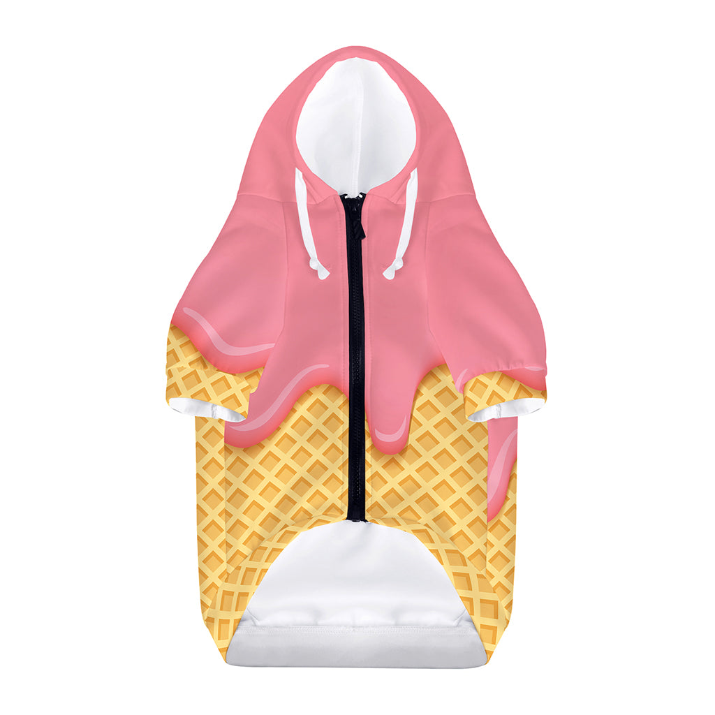 Pink Ice Cream Melted Print Dog Zip Up Hoodie