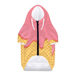 Pink Ice Cream Melted Print Dog Zip Up Hoodie