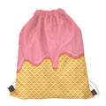 Pink Ice Cream Melted Print Drawstring Bag
