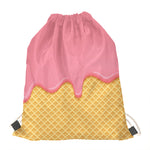 Pink Ice Cream Melted Print Drawstring Bag