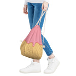 Pink Ice Cream Melted Print Drawstring Bag