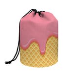 Pink Ice Cream Melted Print Drawstring Makeup Bag