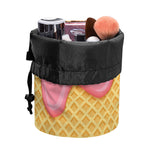 Pink Ice Cream Melted Print Drawstring Makeup Bag