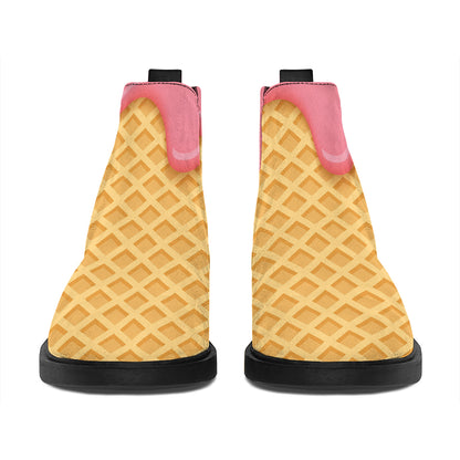 Pink Ice Cream Melted Print Flat Ankle Boots