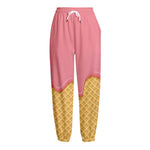 Pink Ice Cream Melted Print Fleece Lined Knit Pants