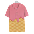 Pink Ice Cream Melted Print Hawaiian Shirt