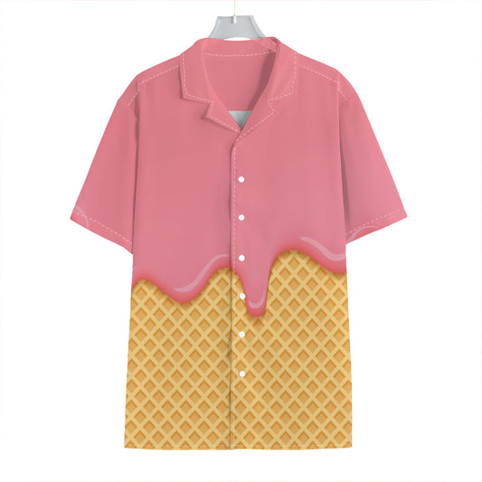 Pink Ice Cream Melted Print Hawaiian Shirt